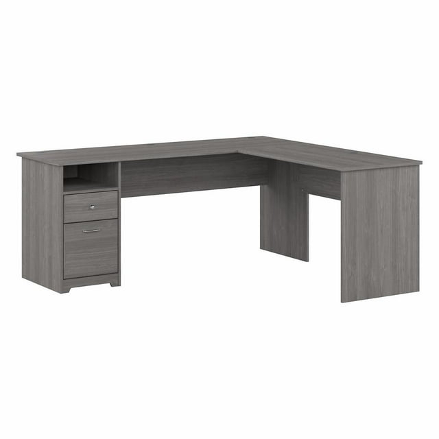 Cabot 72W L Shaped Computer Desk with Drawers in Modern Gray - Engineered Wood