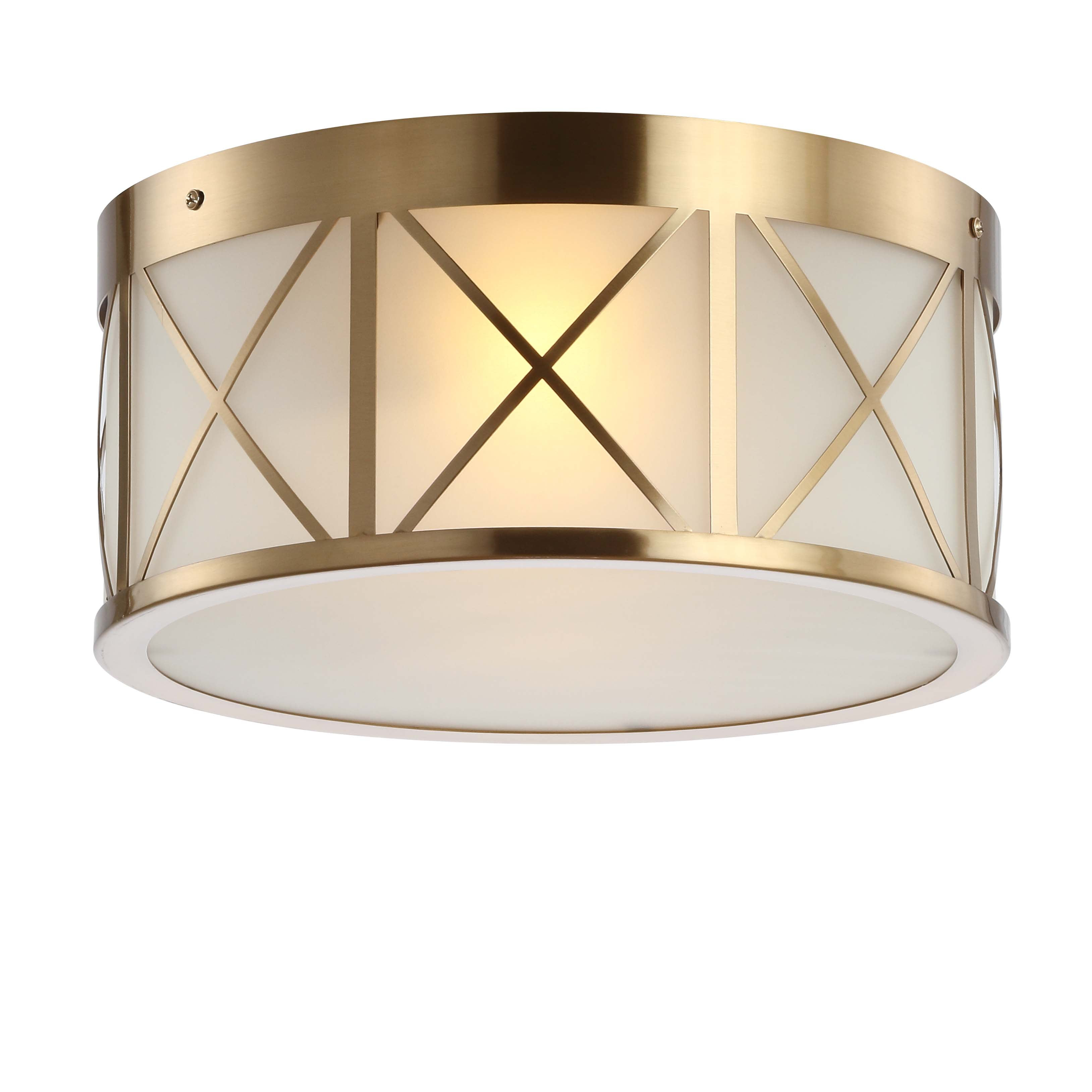 Cadence 13" Drum Metal/Glass Flush Mount, Brass Gold