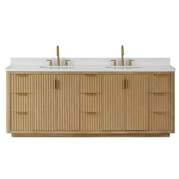 Cadiz 84" Double Bathroom Vanity in Washed Ash Grey w/Lightning White Composite