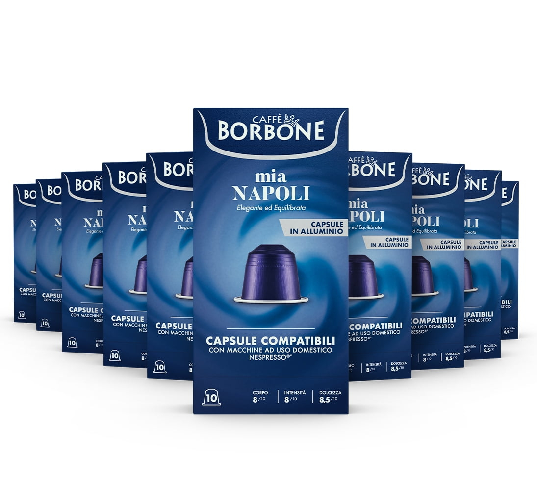 Caffe Borbone Nespresso Compatible Aluminum Coffee Pods, Mia Napoli, Genuine Italian Coffee, 100 Count (10 Packs of 10)