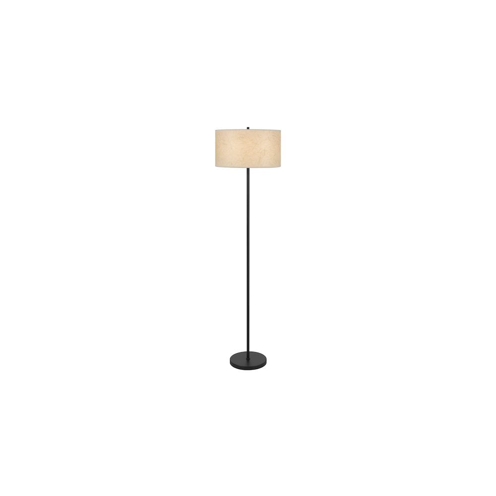 Cal Lighting 100 Watt Octavia Black Metal Pole Lamp with White Drum String Pattern Shade