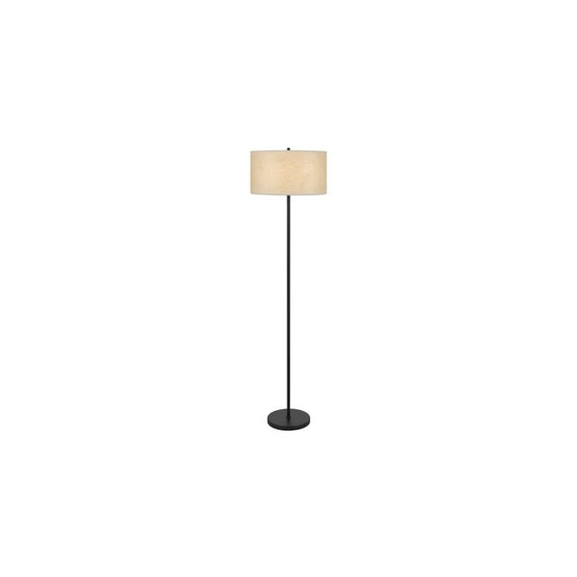 Cal Lighting 100 Watt Octavia Black Metal Pole Lamp with White Drum String Pattern Shade