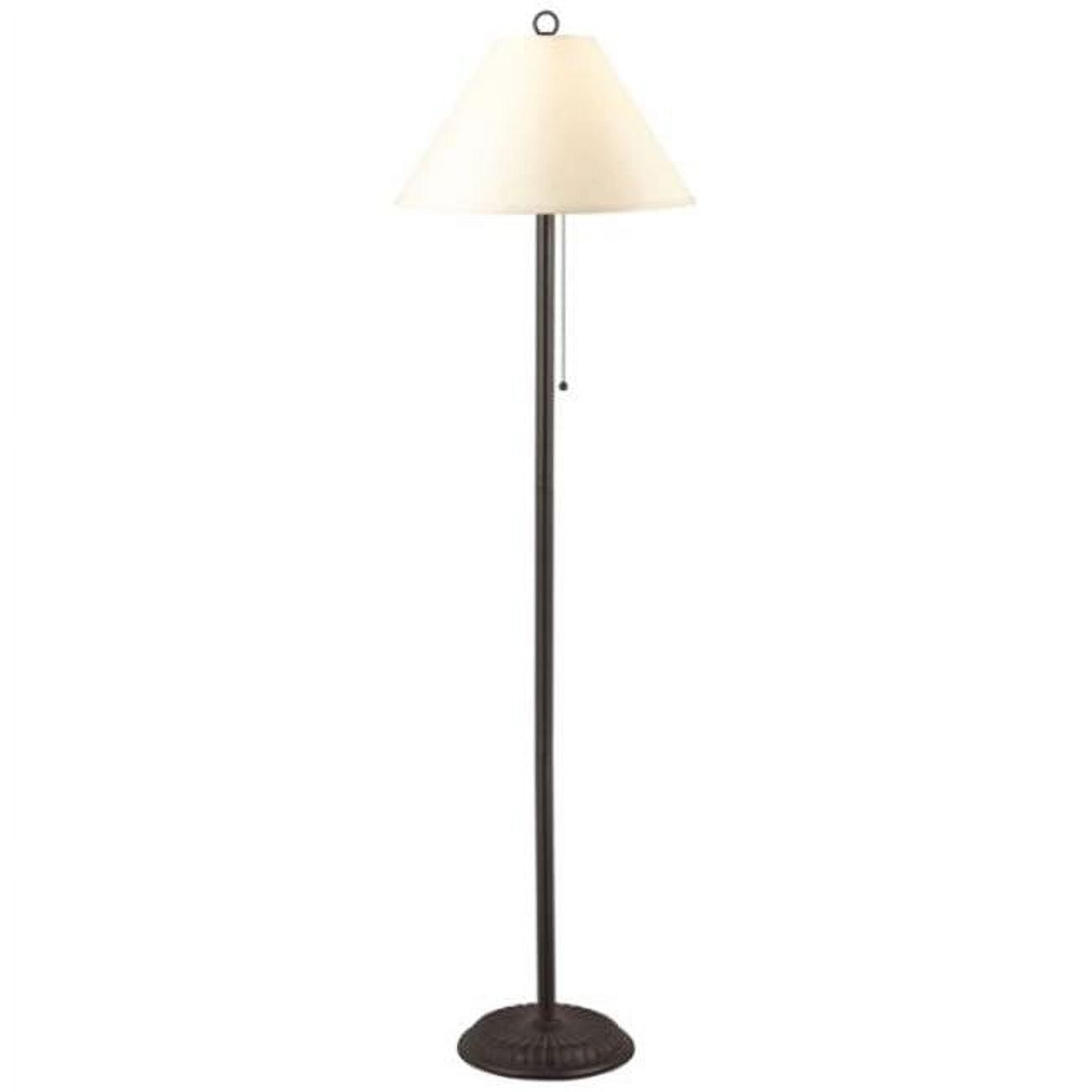 Metal Floor Lamp with Pull Chain Switch & Paper Shade, Off White & Black