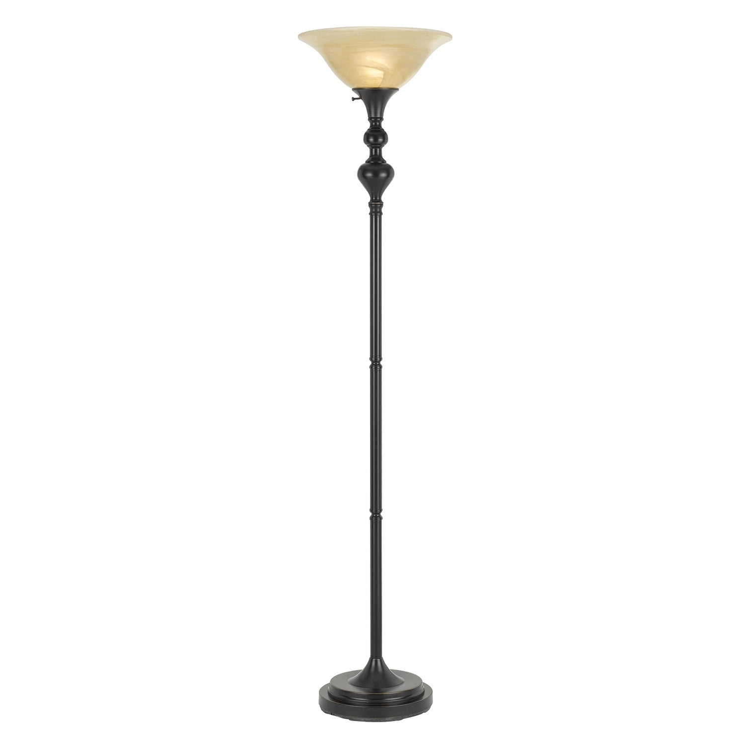 Cal Lighting Alamo 1-Light Metal Torchiere with Glass Shade in Dark Bronze