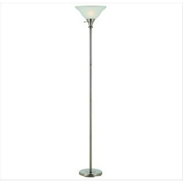70" Height Metal Torchiere in Brushed Steel-Color:Brushed Steel,Finish:Brushed Steel,Material:Glass,Shape:Round,Style:Lifestyle,Wattage:150W