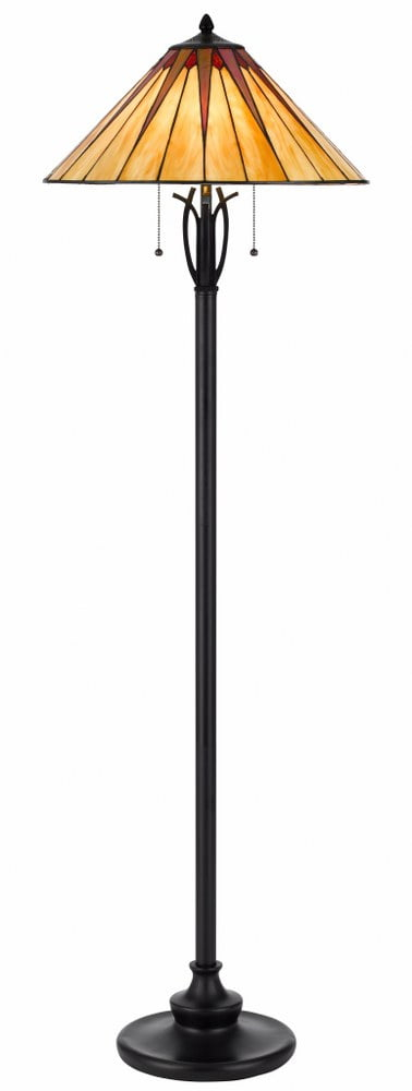 Cal Lighting 60W X 2 Metal/Resin Tiffany Table Lamp With Pull Chain Switches