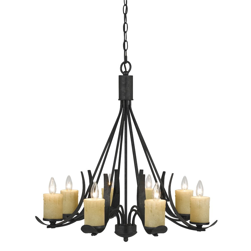 Cal Lighting 28" Tall Metal Chandelier in Black Smith Finish-Color:Black Smith,Finish:Black Smith,Wattage:60WX8