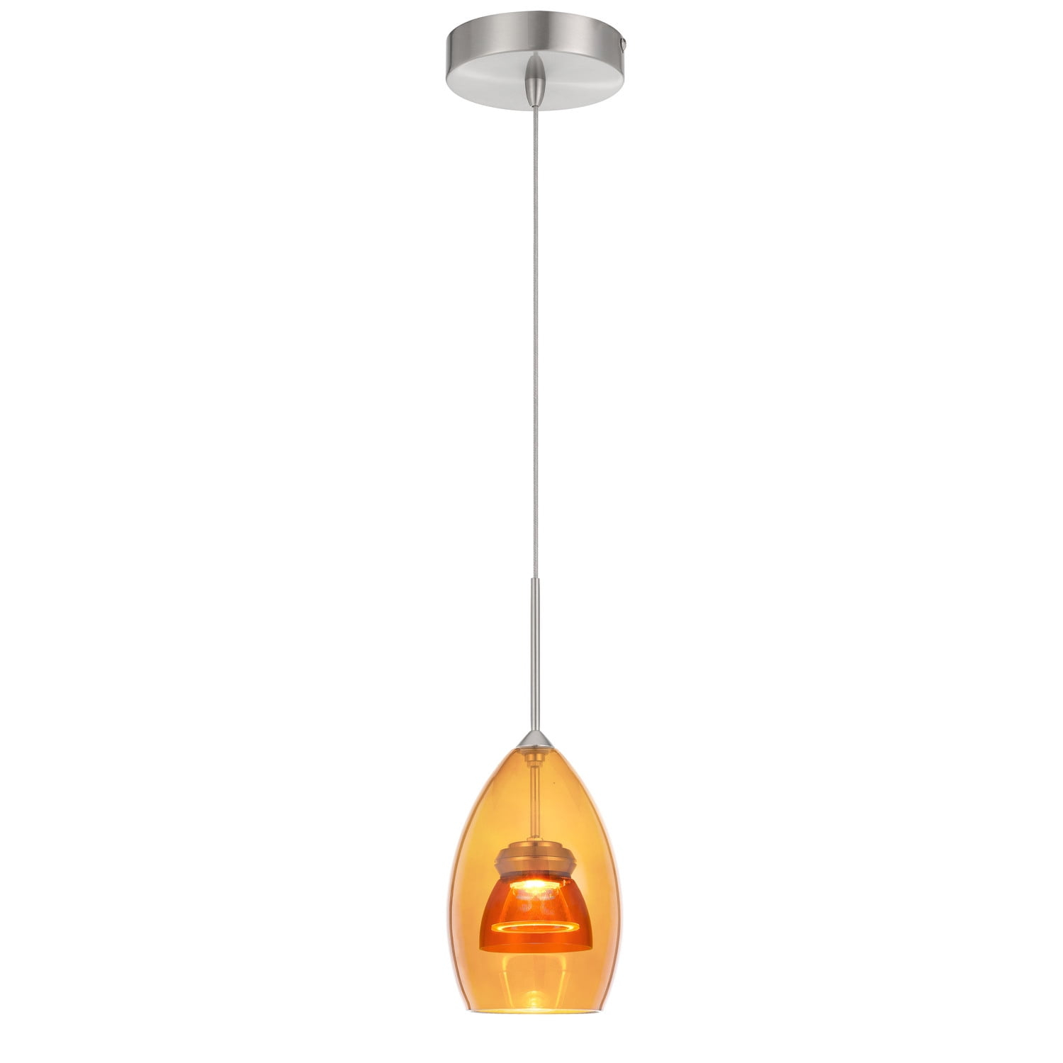 Cal Lighting Integrated dimmable LED double glass mini pendant light. 6W, 450 lumen, 3000K