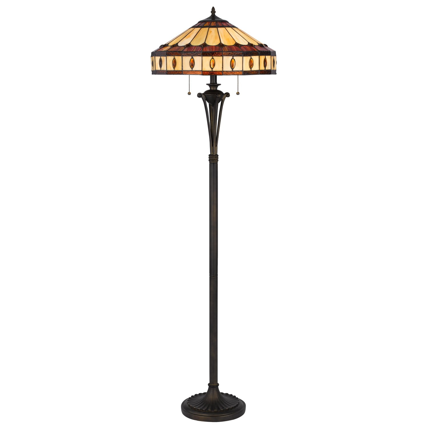 Cal Lighting Bo-3077Fl Tiffany 2 Light 61" Tall Tiffany Floor Lamp - Bronze