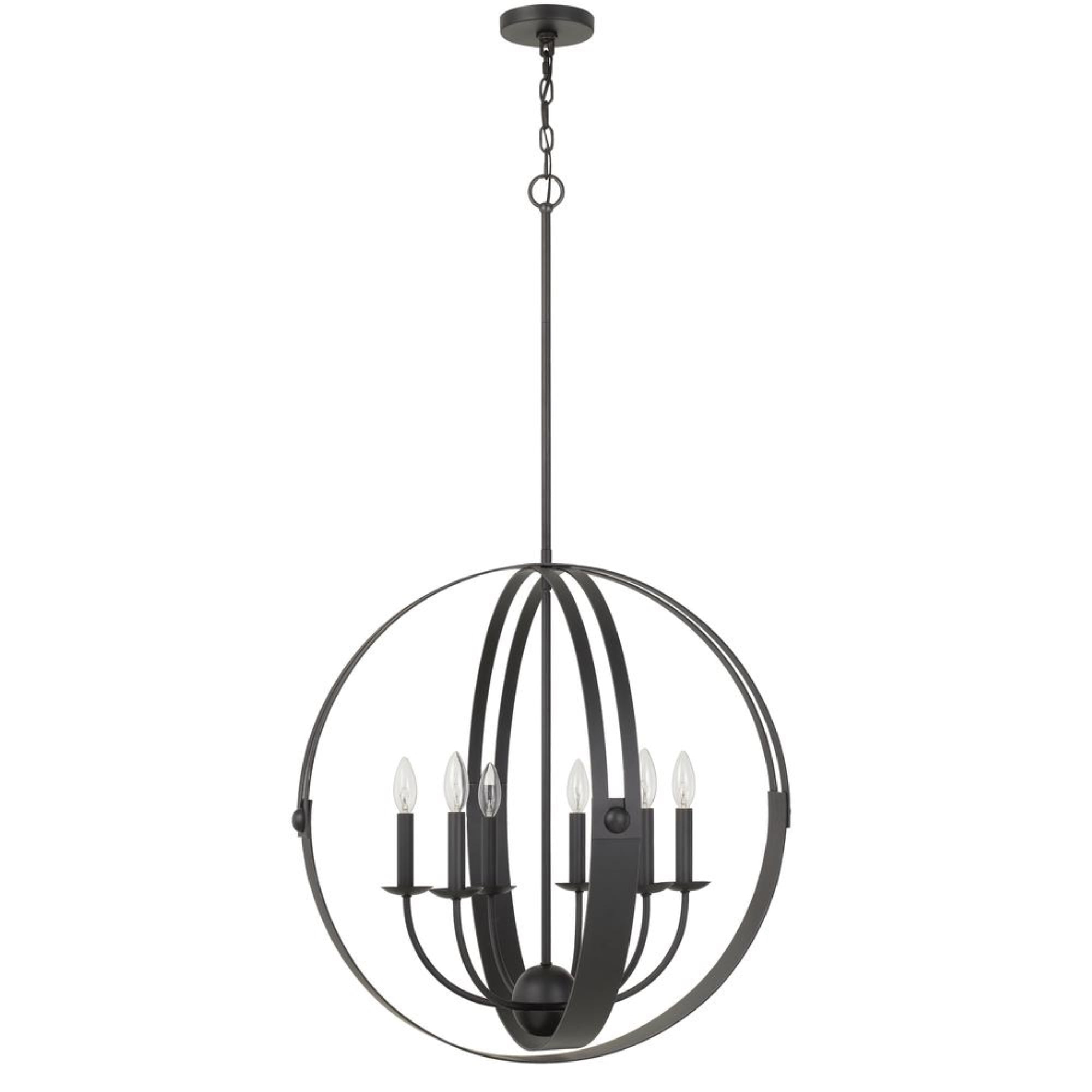 Cal Lighting Valais 6-Light Bird Cage Metal Chandelier in Matte Black