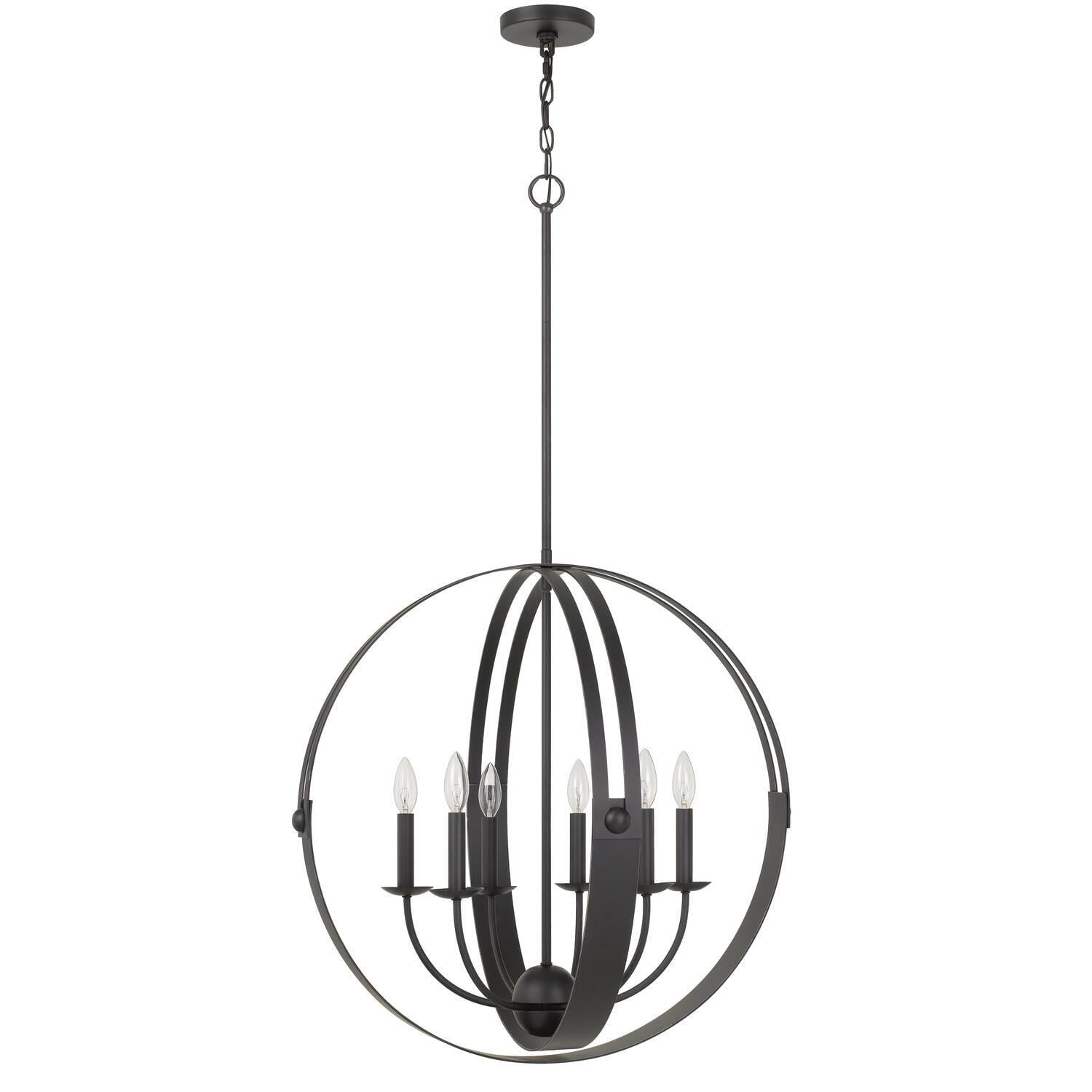 Cal Lighting Valais 6-Light Bird Cage Metal Chandelier in Matte Black