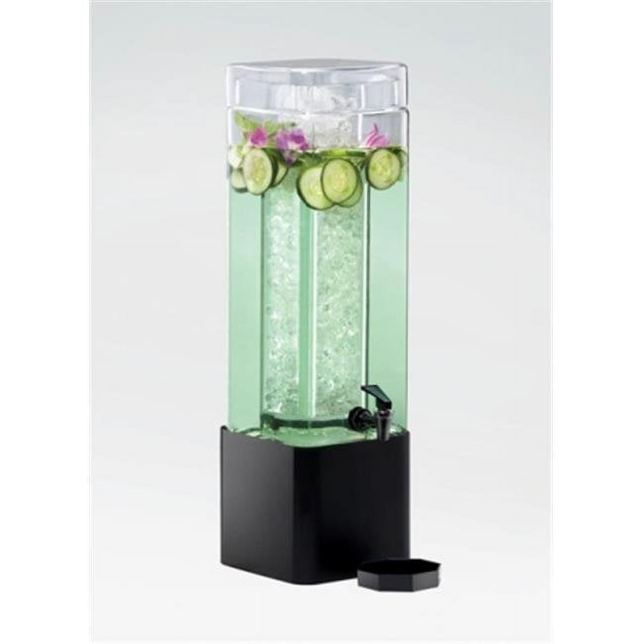 Cal-Mil Mission 3 Gallon Square Acrylic Beverage Dispenser with Black Metal Base and Ice Chamber