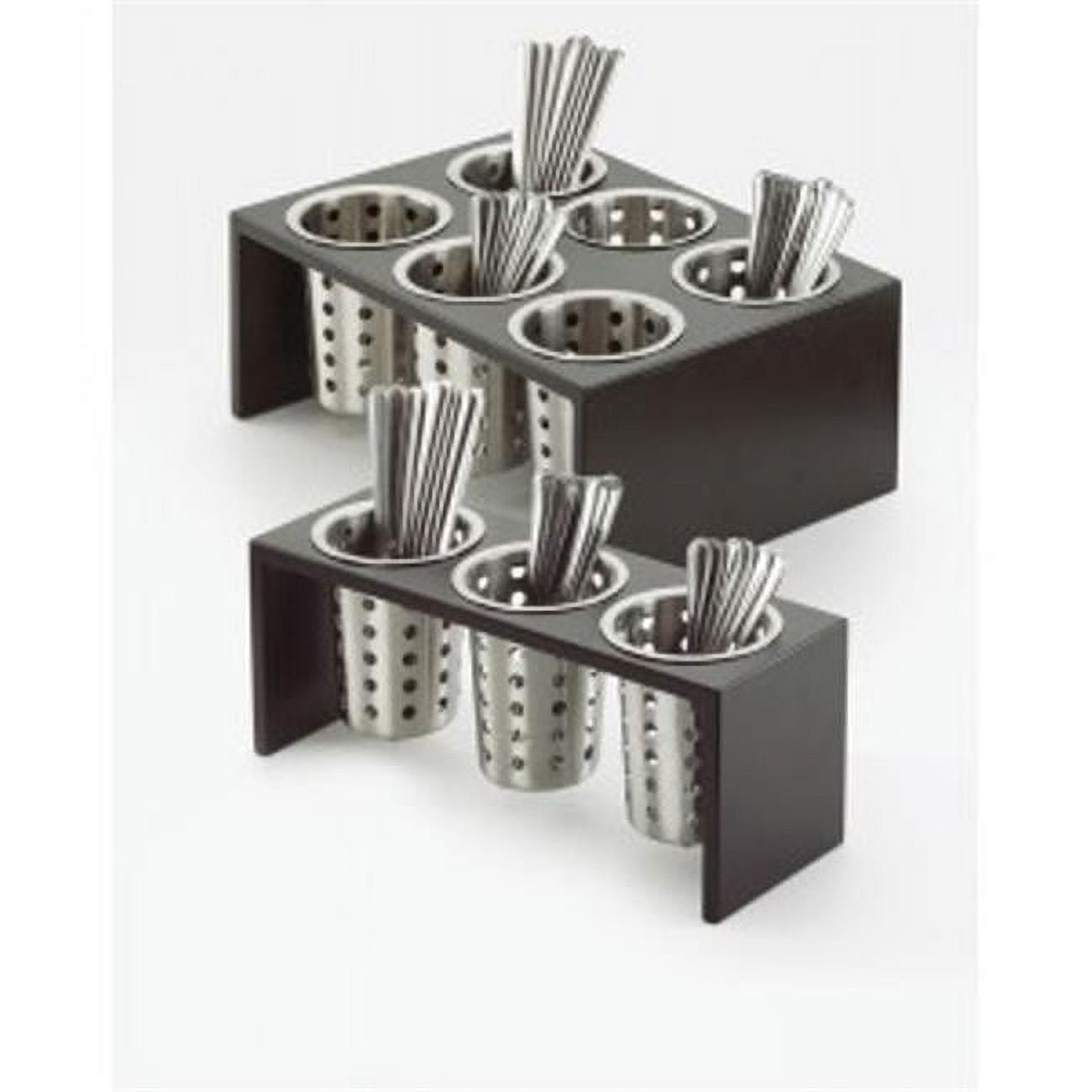 Cal Mil 1425-3-96 16 x 5.5 x 6 in. 3 Compartment Midnight Bamboo Utencil & Condiment Stand