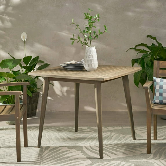 Caleb Contemporary Square Acacia Wood Dining Table in Gray