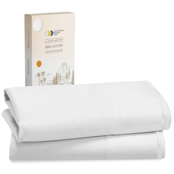 California Design Den King Size Pillow Cases, 100% Cotton Pillow Cases, Set of 2 Soft & Cooling Sateen Weave Pillowcase Set, for King Size Pillows, Bright White