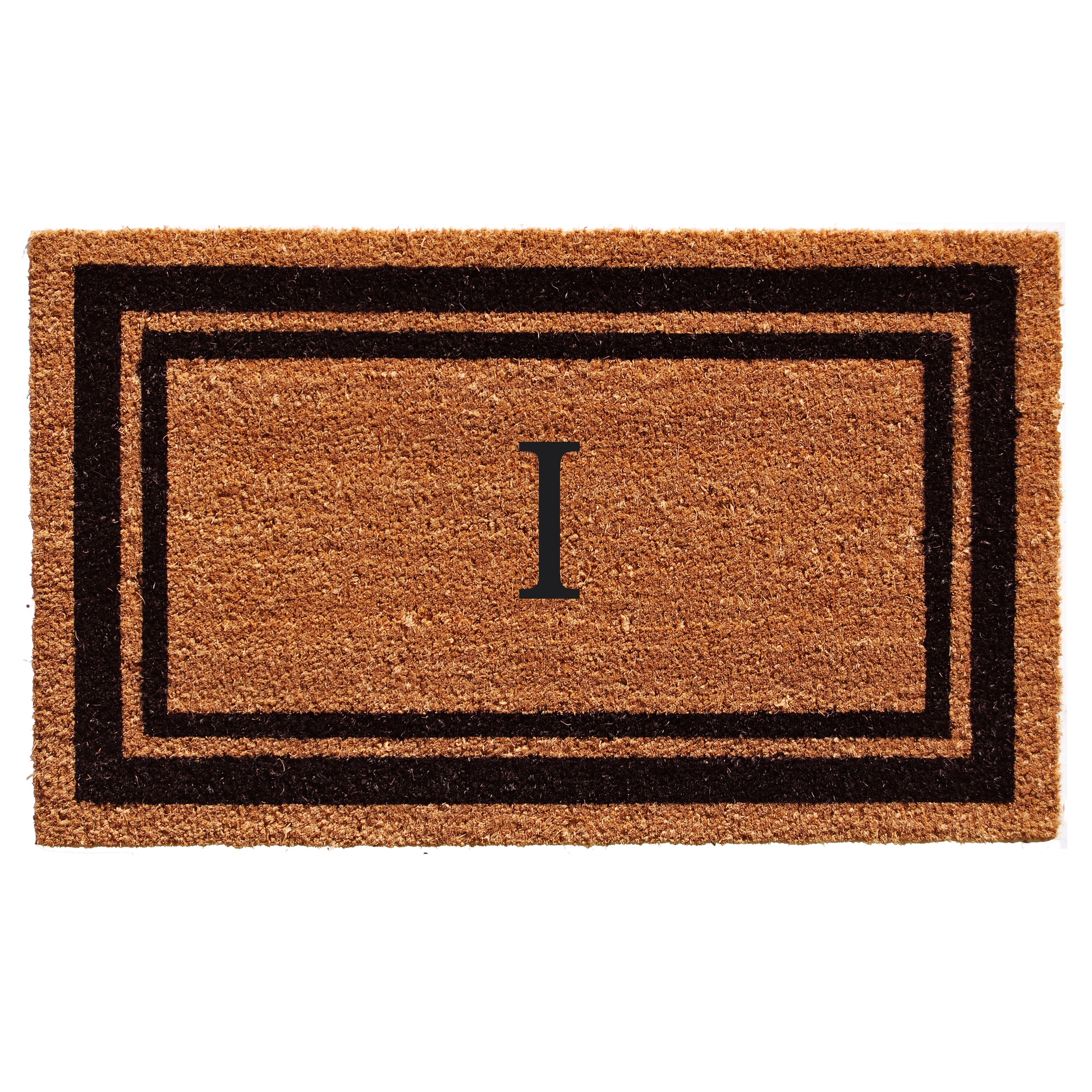 24 x 36 in. Black Border Monogram Rectangular Doormat, Natural - Letter L