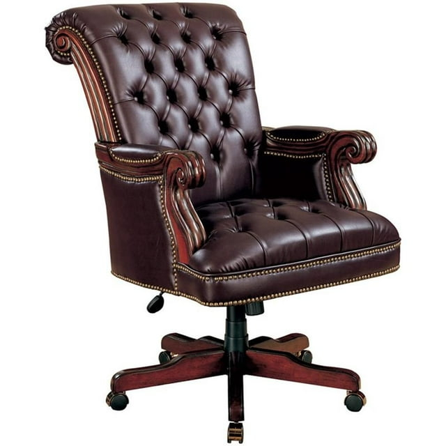 Crafters and Weavers Elegant Design - Calloway Upholstered Executive Office Desk Chair Dark Brown