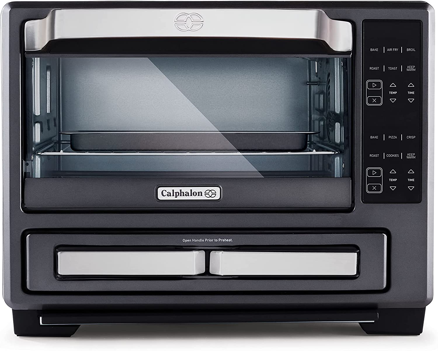 Calphalon Performance 12-in-1 Air Fry Toaster Oven with Dual Zone 12" Pizza Drawer Oven combo,Digital Precision Controls, Dark Stainless