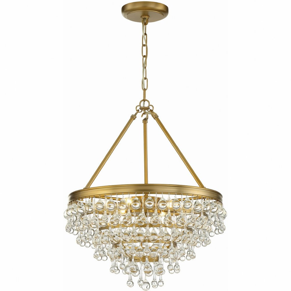Crystorama Calypso 6 Light Crystal Teardrop Vibrant Gold Chandelier - 20'' W x 24'' H
