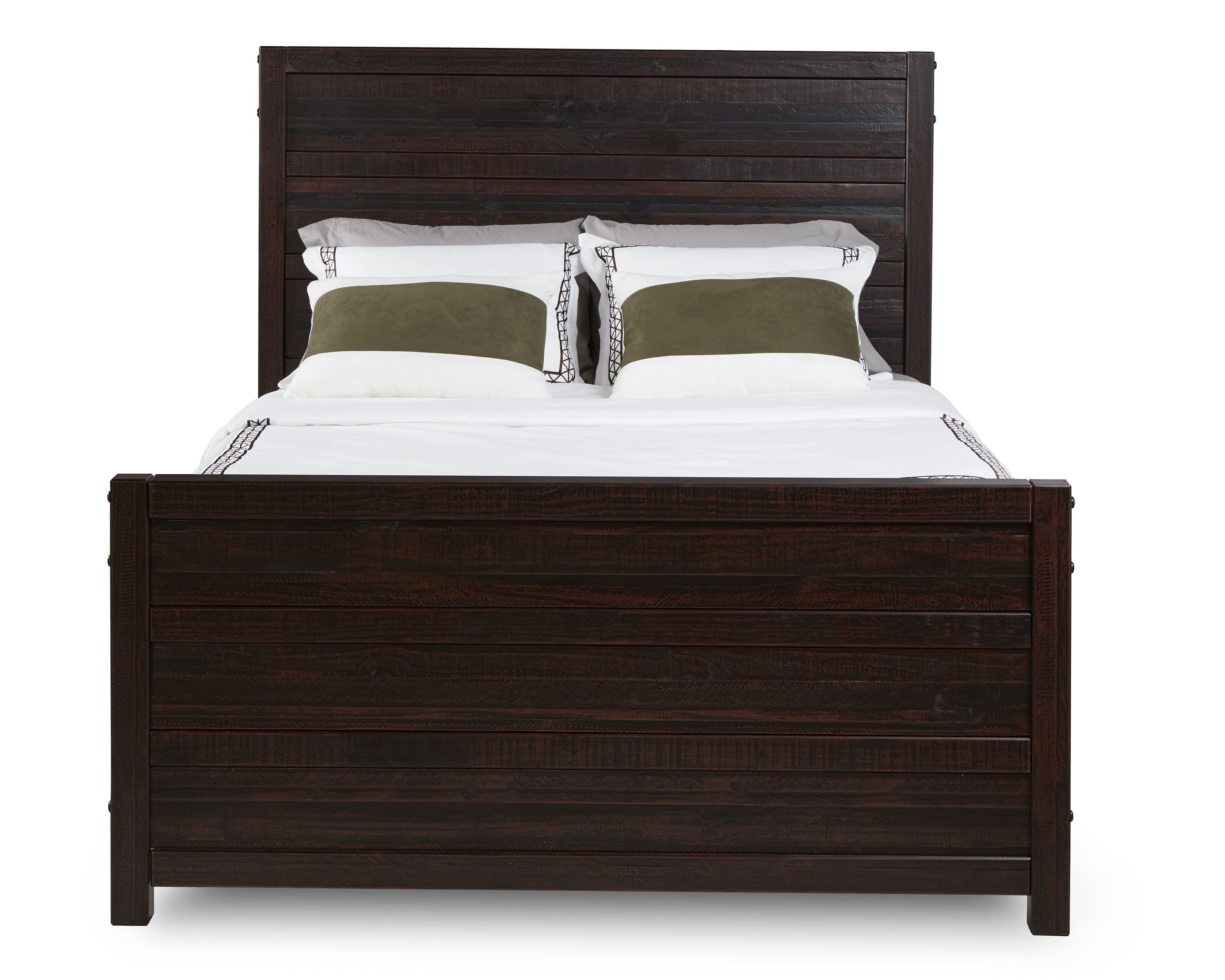 Camaflexi Carmel Solid Wood Platform Bed Frame with Headboard, King, Antique Walnut
