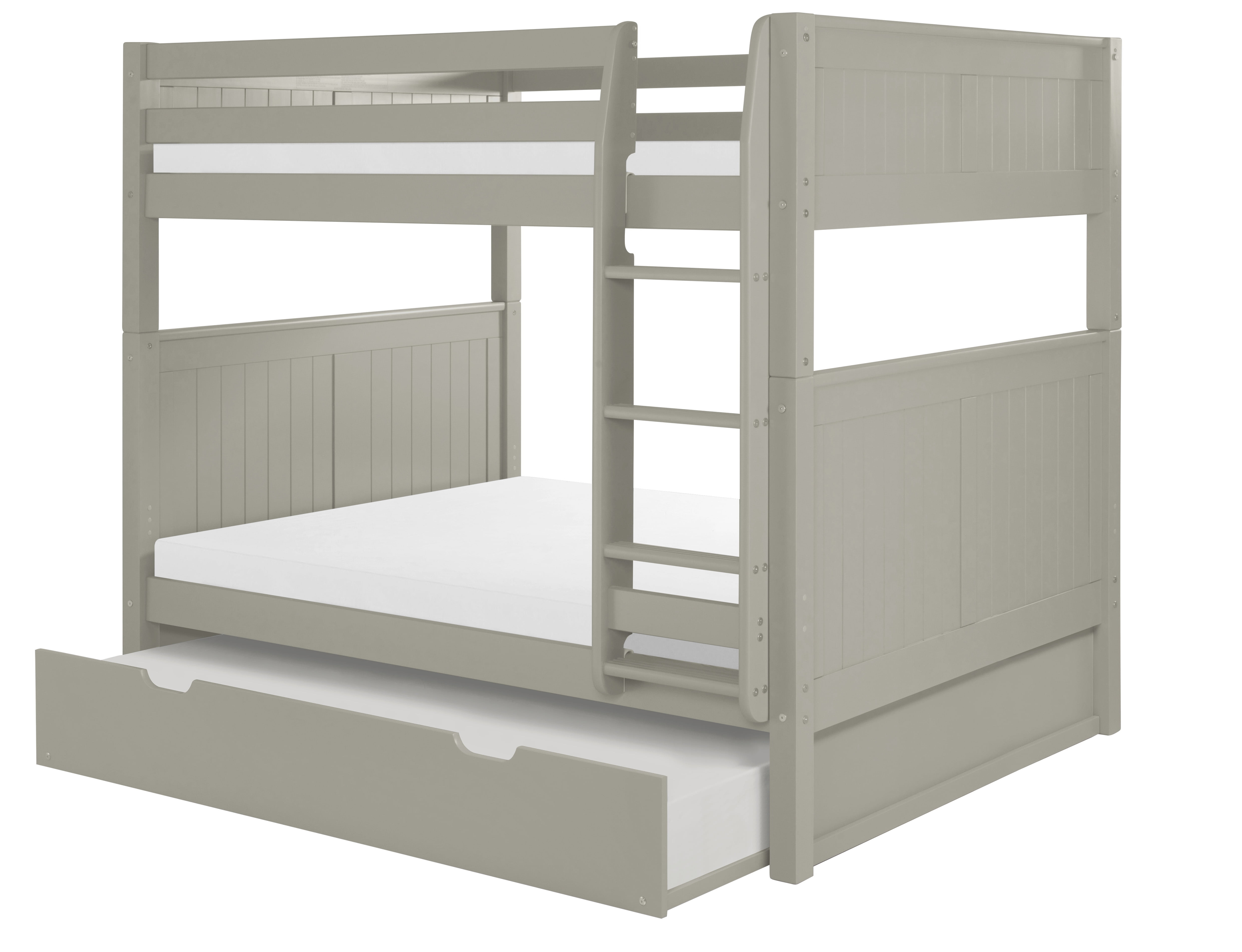 Camaflexi Full over Full Bunk Bed with Twin Trundle - Panel Headboard - Grey Finish