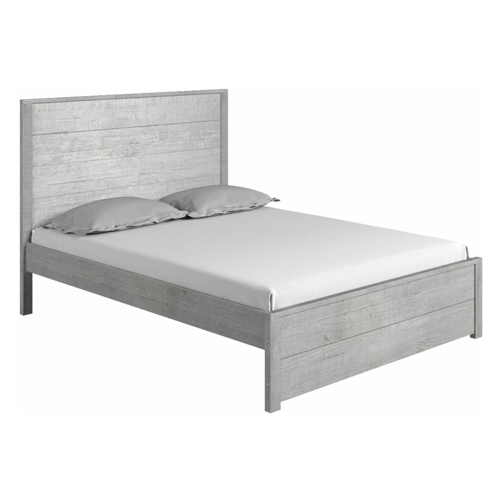 Camaflexi Hampton Solid Wood King Size Bed Frame with Headboard, King Bed with Wood Slat Supports, Coastal White Finish