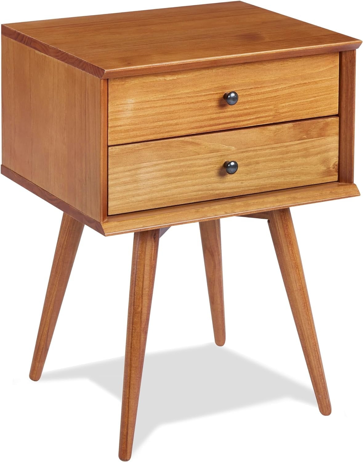 Camaflexi Mid Century Nightstand 2-Drawer Night Stand Cabinet, Castanho