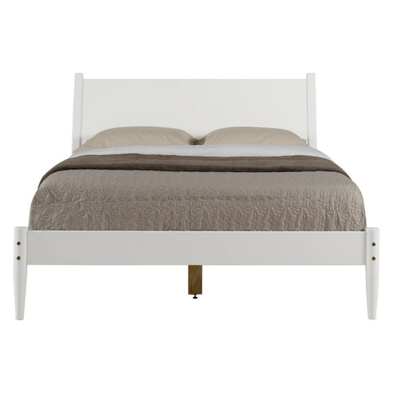 Camaflexi Mid Century Platform Bed Wood Panel Bed Frame with Headboard, King, Scandinavian Oak