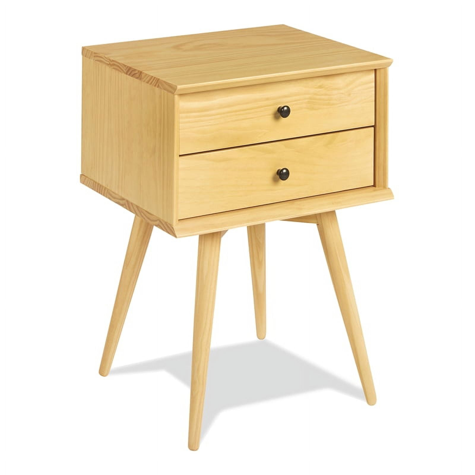 Camaflexi Mid Century Nightstand 2-Drawer Night Stand Cabinet, Scandinavian Oak