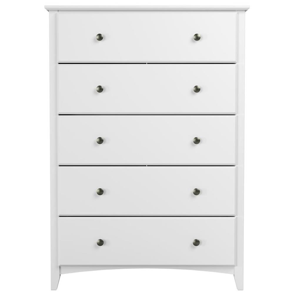 Camaflexi Shaker Style Solid Wood 5-Drawer Bedroom Chest in White