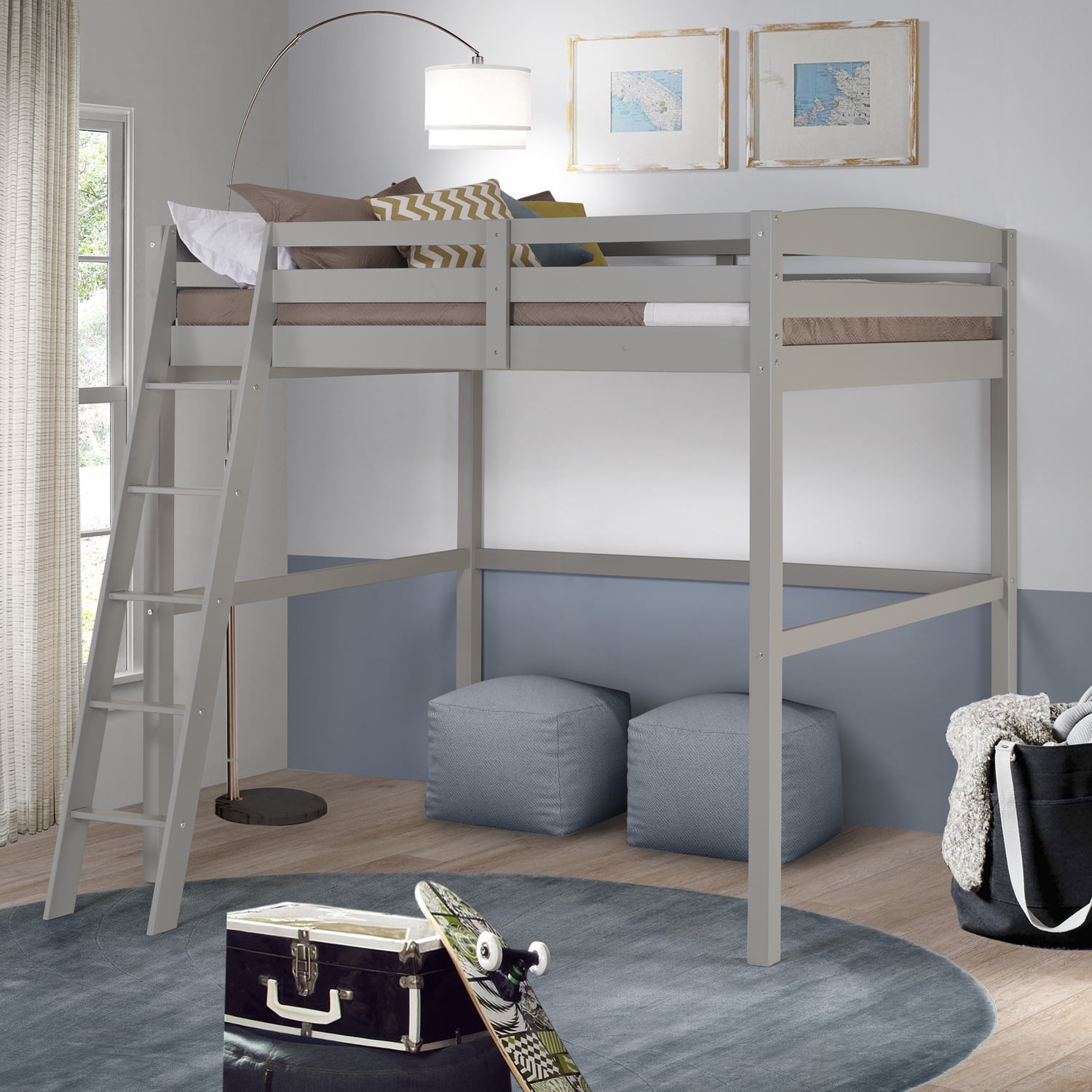 Camaflexi Tribeca Concord Full Size Loft Bed, Gray 100% Solid Wood