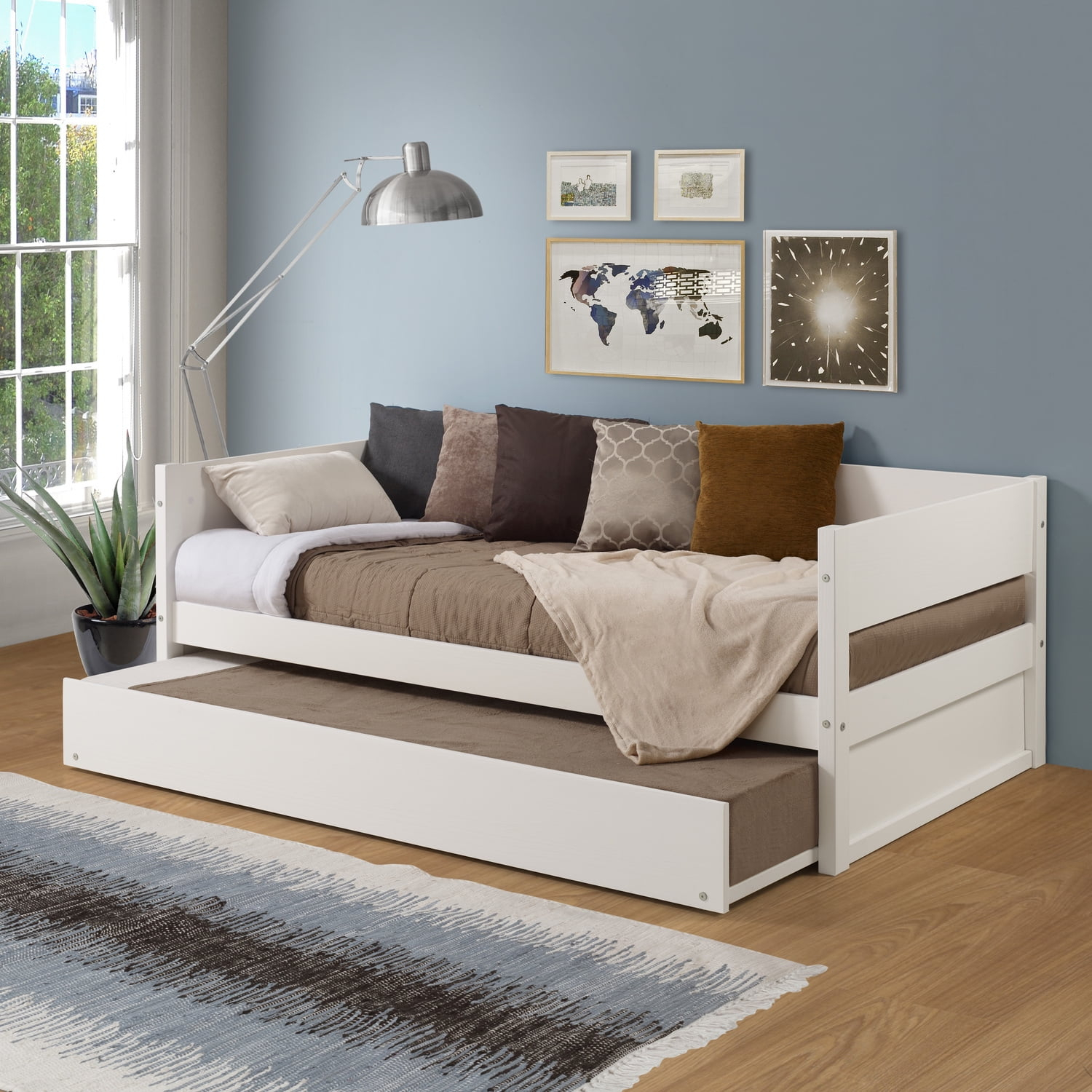Camaflexi Tribeca Solid Wood Twin Daybed and Trundle Set in White