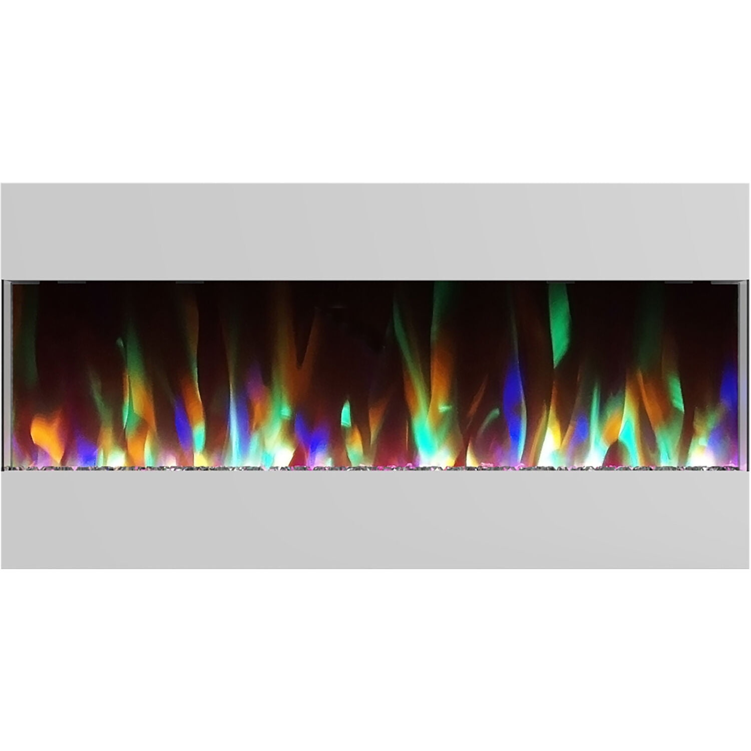 Cambridge 42 In. Recessed Wall Mounted Electric Fireplace with Crystal and LED Color Changing Display, White