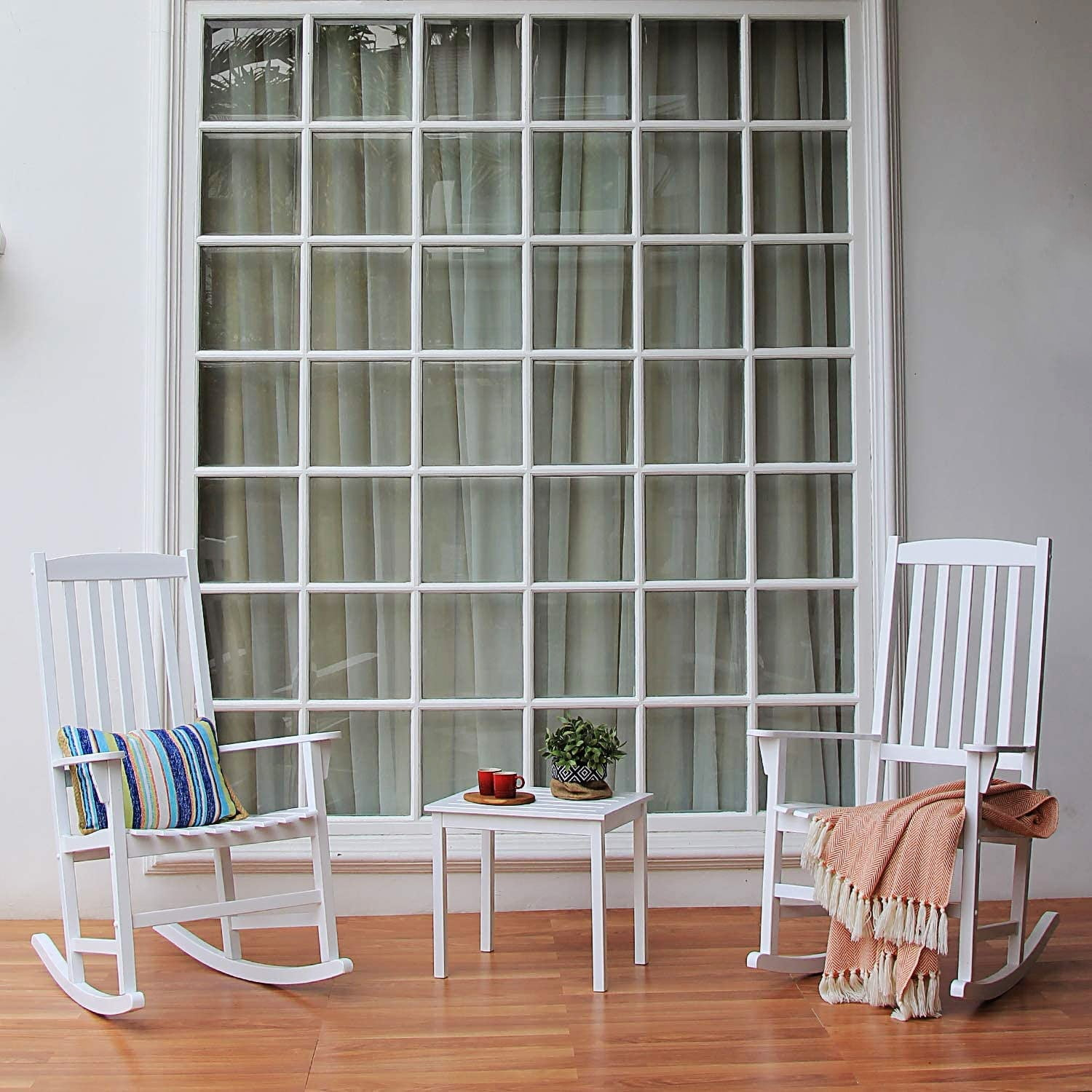 Cambridge Casual  Alston 3-Piece Wood Outdoor Rocking Chair Set White