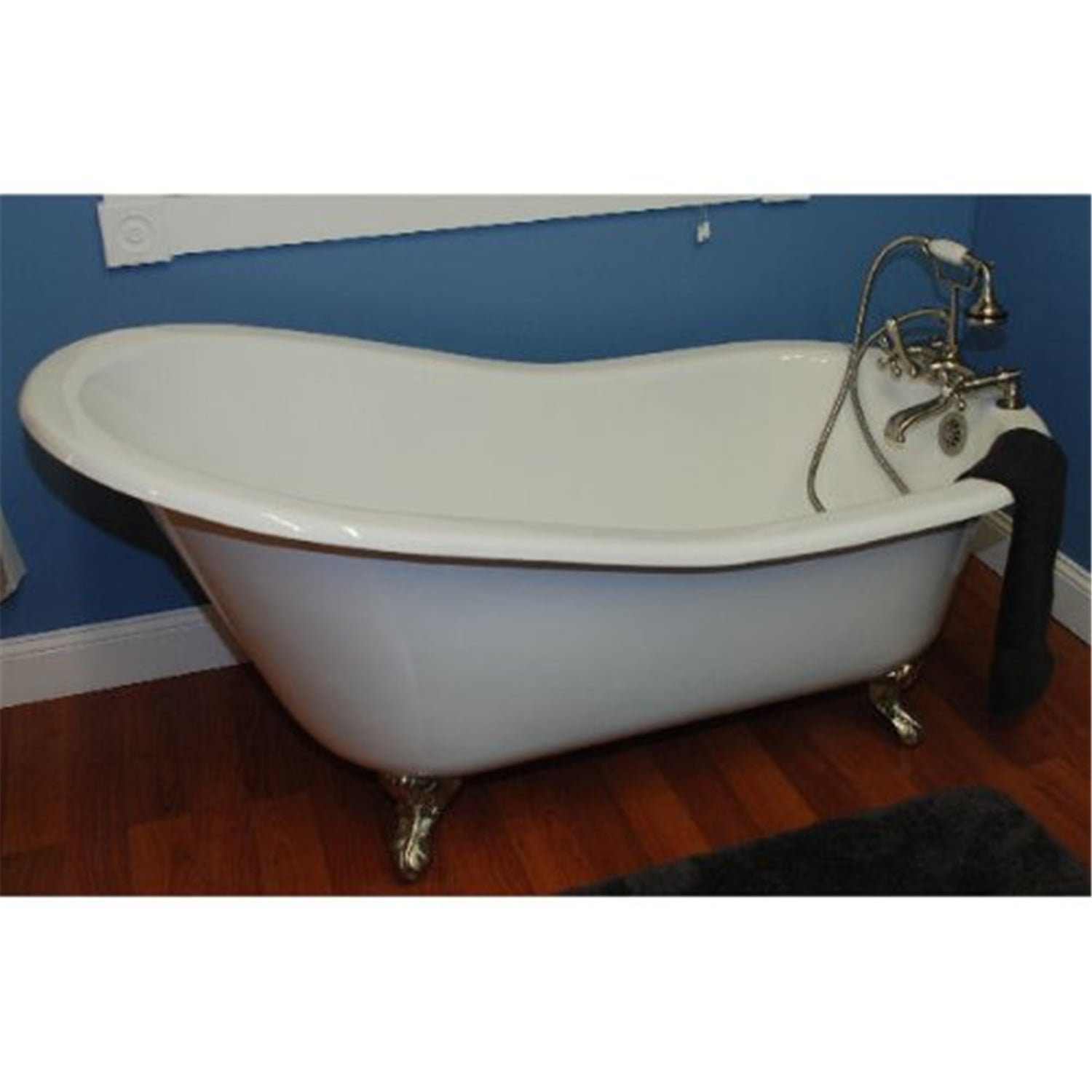 Cambridge Plumbing Inc ST67-7DH-ORB Cast Iron Slipper Clawfoot Tub 67 x 30 in. with 7 in. Deck Mount Faucet Drillings and Oil Rubbed Bronze Feet