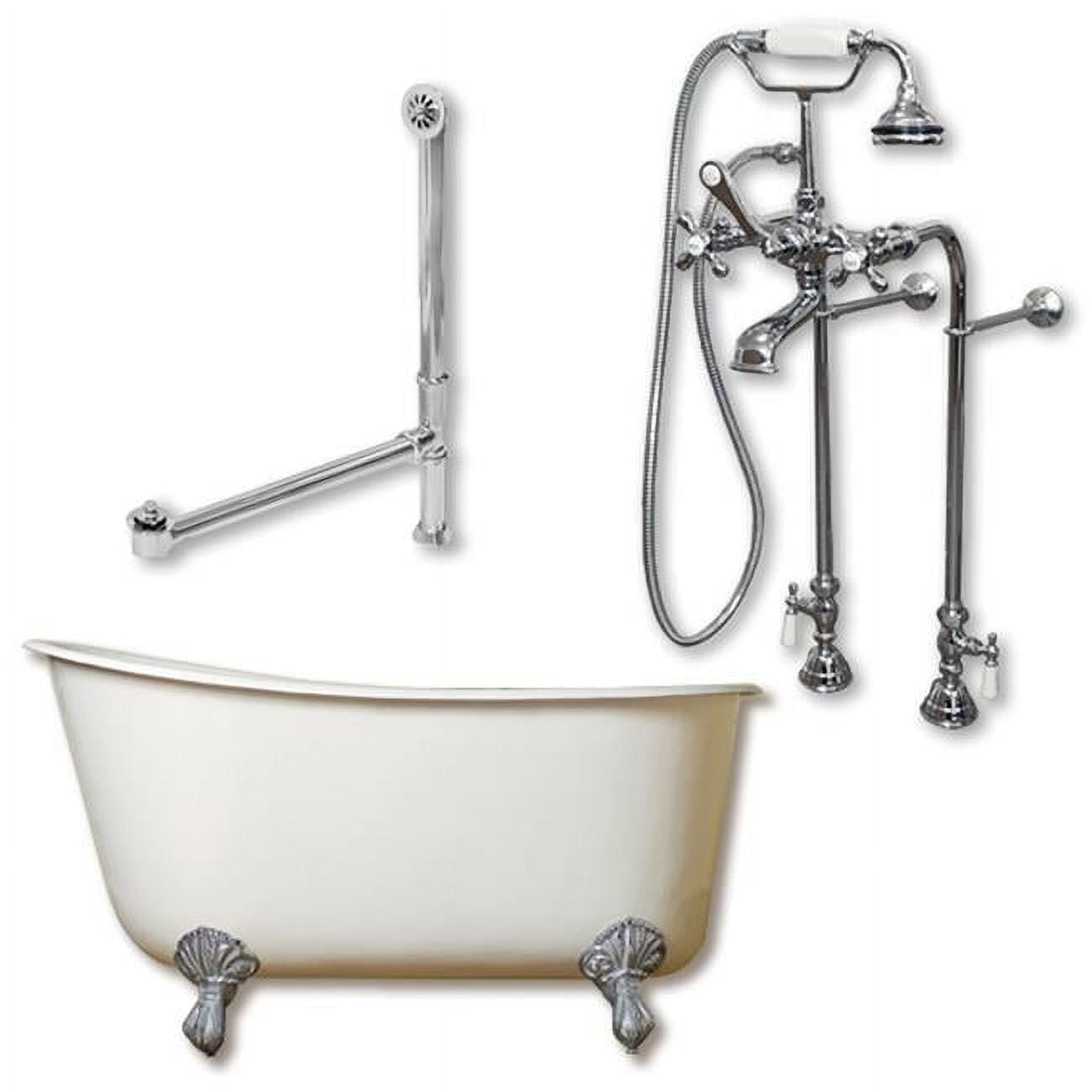 Cambridge Plumbing  Cast Iron Swedish Slipper Tub- Polished Chrome - 54 x 30 in.