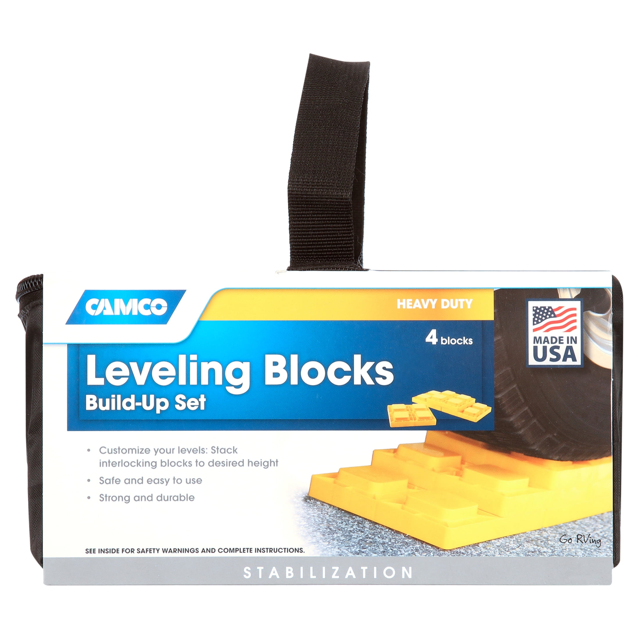 Camco RV Leveling Blocks - Interlocking Design - Yellow, Resin (44501)