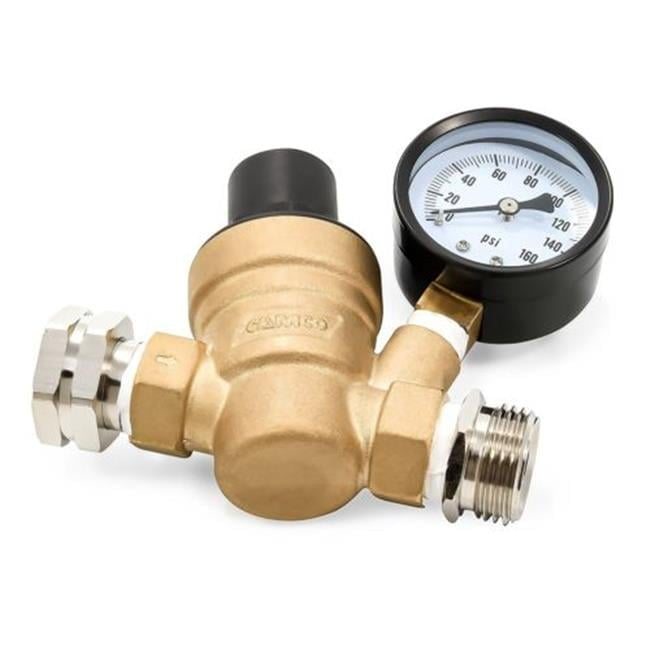 Camco RV Adjustable Brass Water Pressure Regulator - 45-PSI Factory Pre-set (40058)