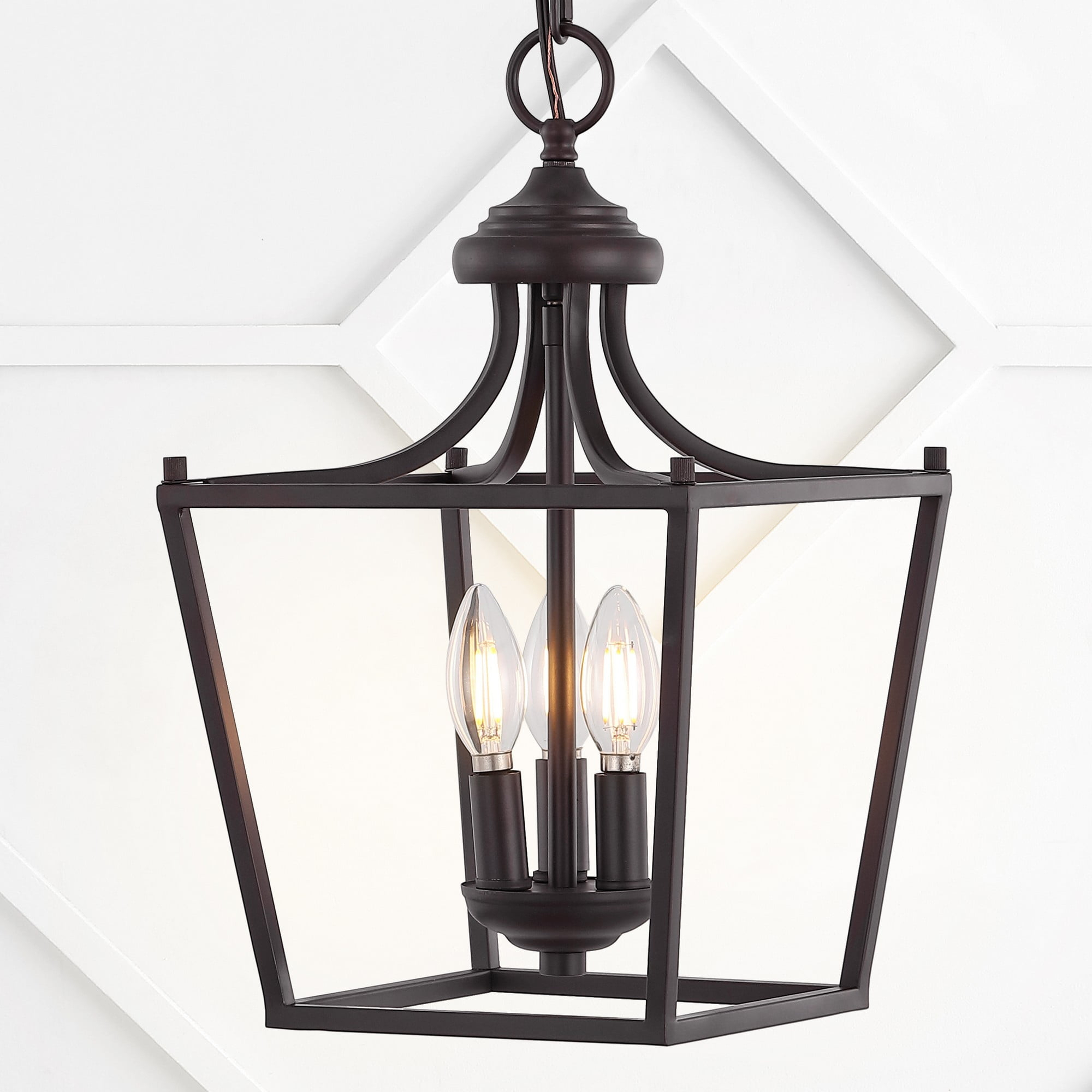 Camden 10" 3-Light Iron Classic Midcentury Pendant Lantern, Oil Rubbed Bronze