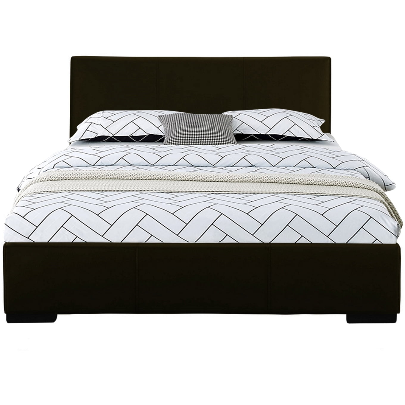 Camden Isle Abbey Platform Bed | Upholstered | Low Profile | King, Black