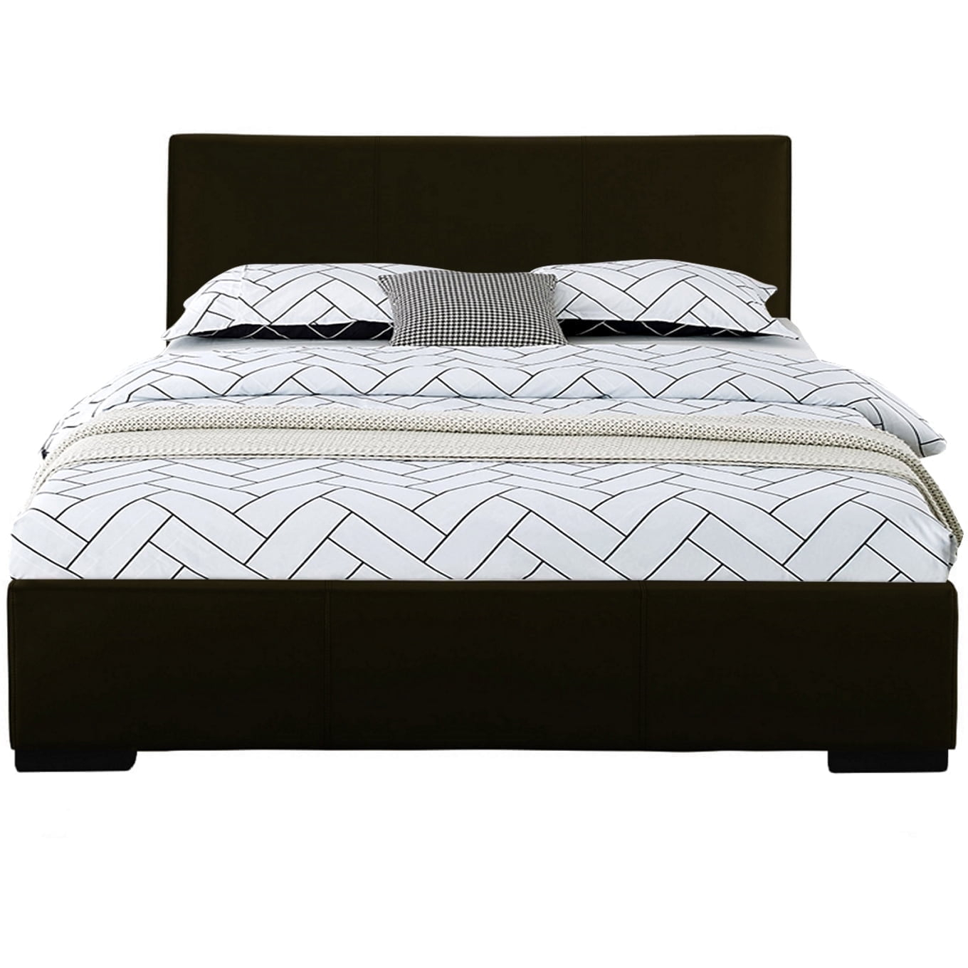 Camden Isle Abbey Platform Bed | Upholstered | Low Profile | King, Black