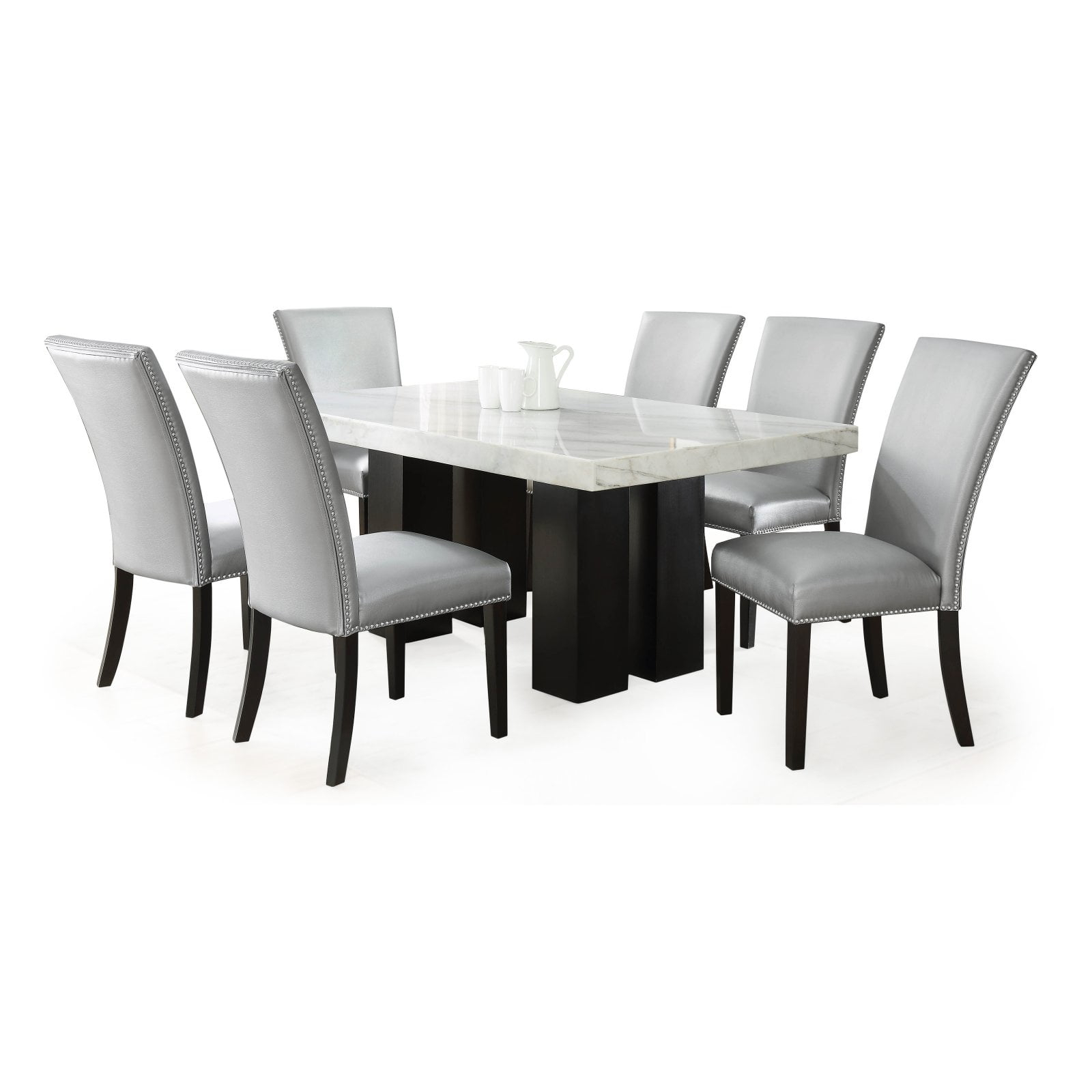 Camila Rectangle Dining Set 7pc - Silver Chairs