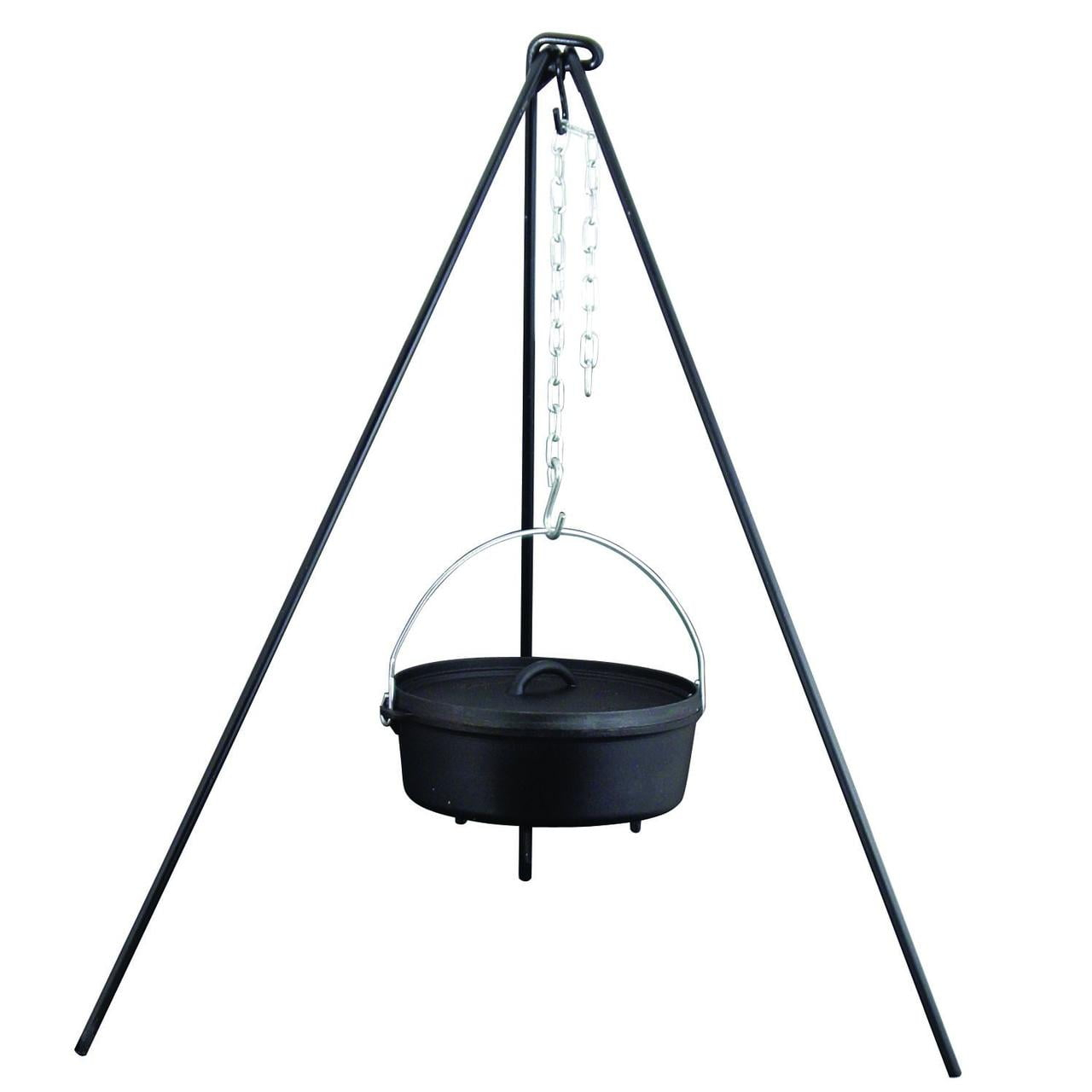 Heavy-Duty Black Cast Iron Dutch Oven Tripod with Adjustable Chain