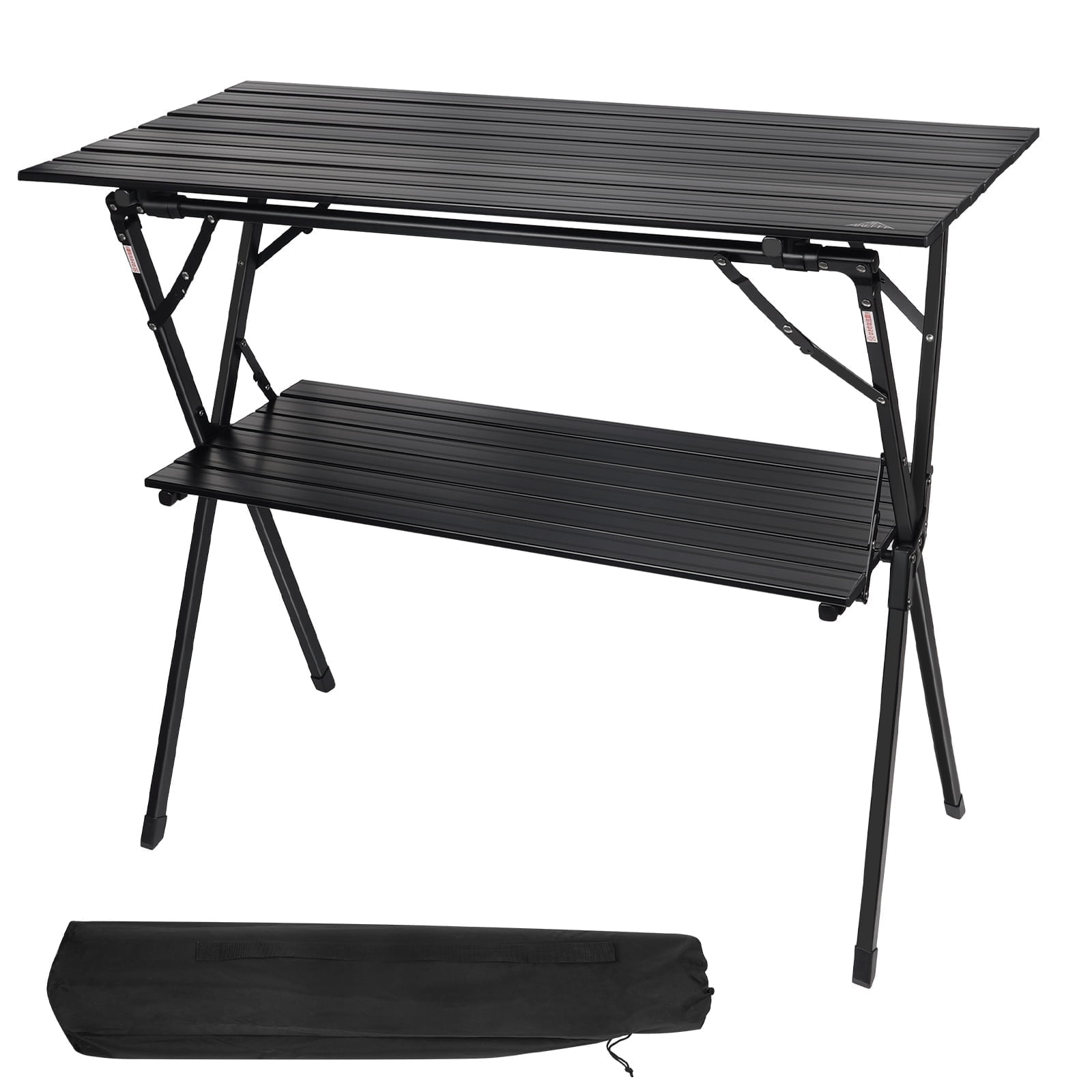 AREFFA Folding Camping Table, Portable Lightweight Foldable Large Camp Tables with Carry Bag, Double-layer Aluminum Outdoor Cooking Table