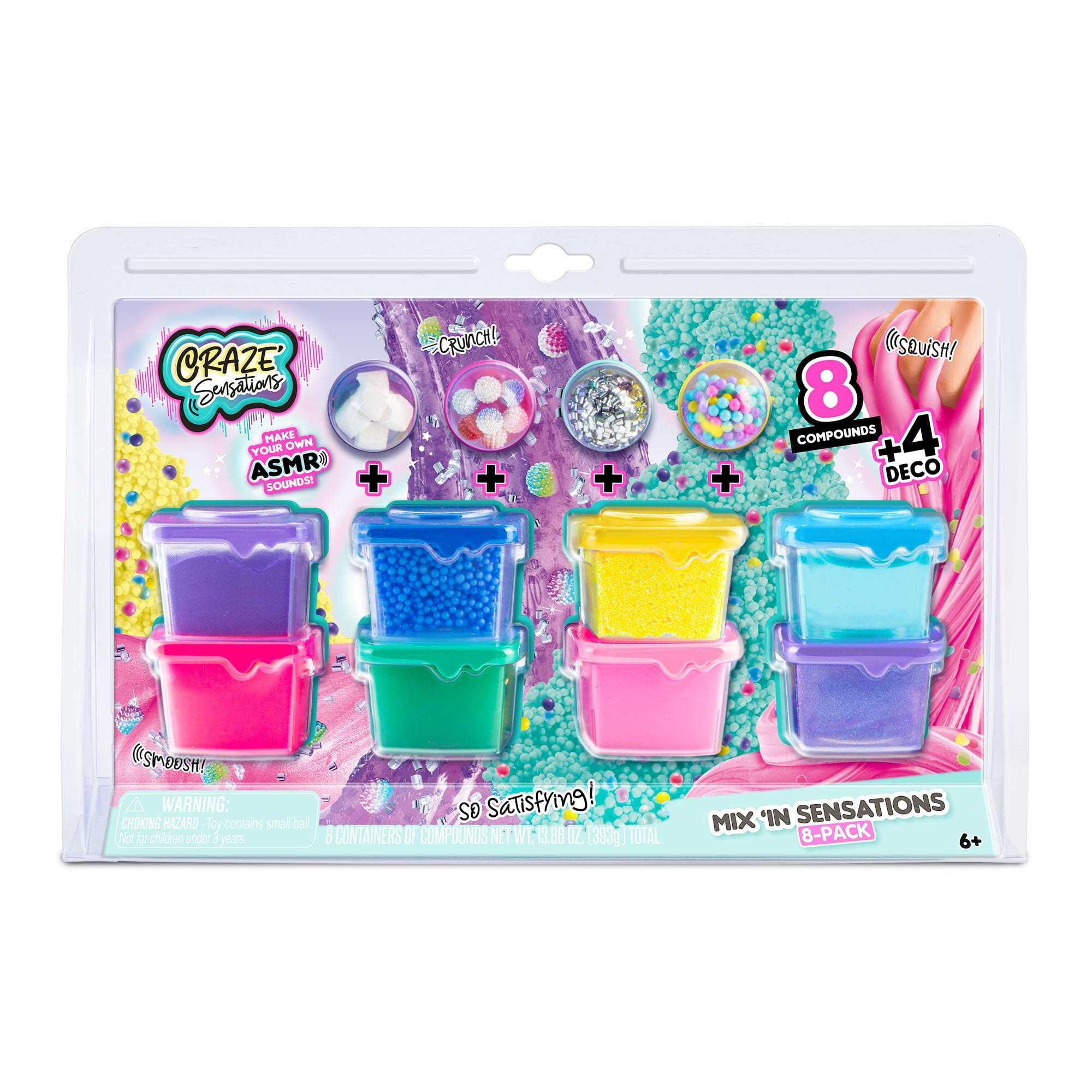 Canal Toys Craze’ Mix 'in Sensations Multicolor 8 Pack; Make your own ASMR Sounds; Awesome Effects and Sensations; includes 8 Different Compound Sensations, 8 Storage Containers, 8 Deco Mix'