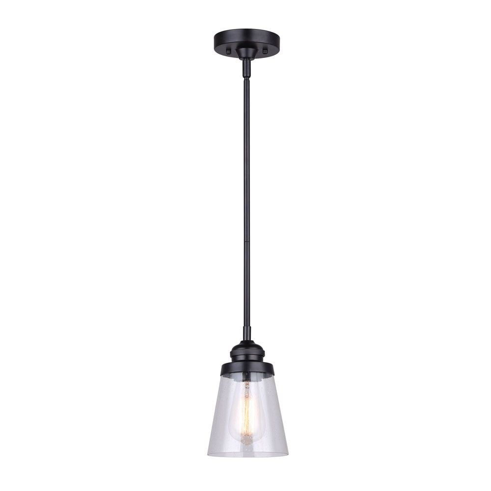 Canarm  1 Light Pendant, Black Finish Matte Black
