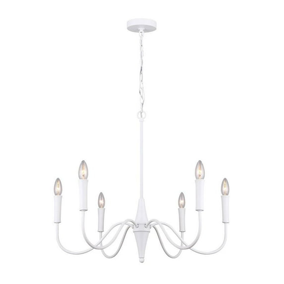 Canarm  6 Light Chandelier matte white with optional gold sleeves
