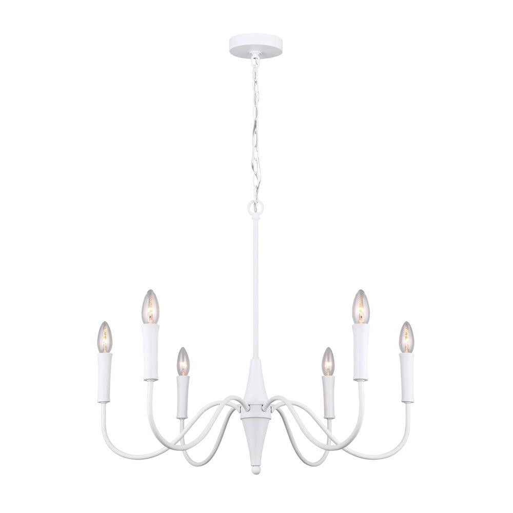 Canarm  6 Light Chandelier matte white with optional gold sleeves