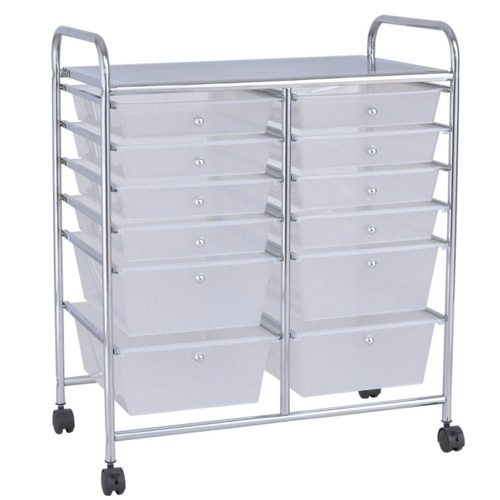 Canddidliike 12 Storage Drawer Organizer Bins Rolling Cart, Craft Storage, Multipurpose Organizer Cart for Home, Office, School