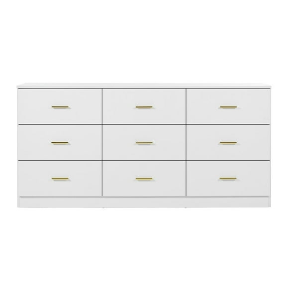 Resenkos Modern White 9-Drawer Dresser for Bedroom - Ample Storage Wide Chest of Drawers, Sturdy & Safe,White
